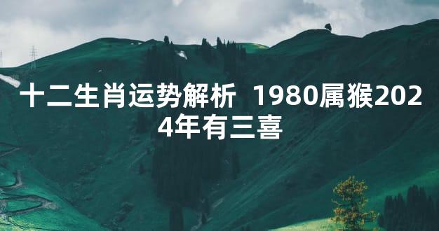 十二生肖运势解析  1980属猴2024年有三喜